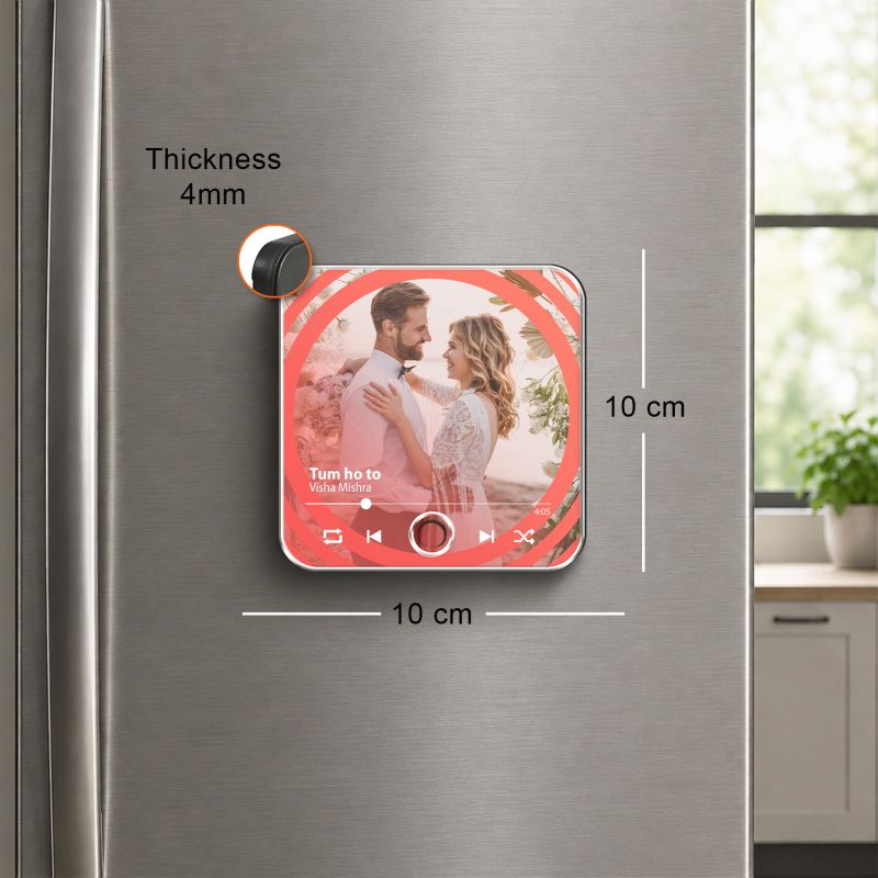 Customized Musical Fridge Magnet with Photo and Song  Romantic Couple Gift for Husband Wife Audio Message Gift Rechargeable Sound Magnet